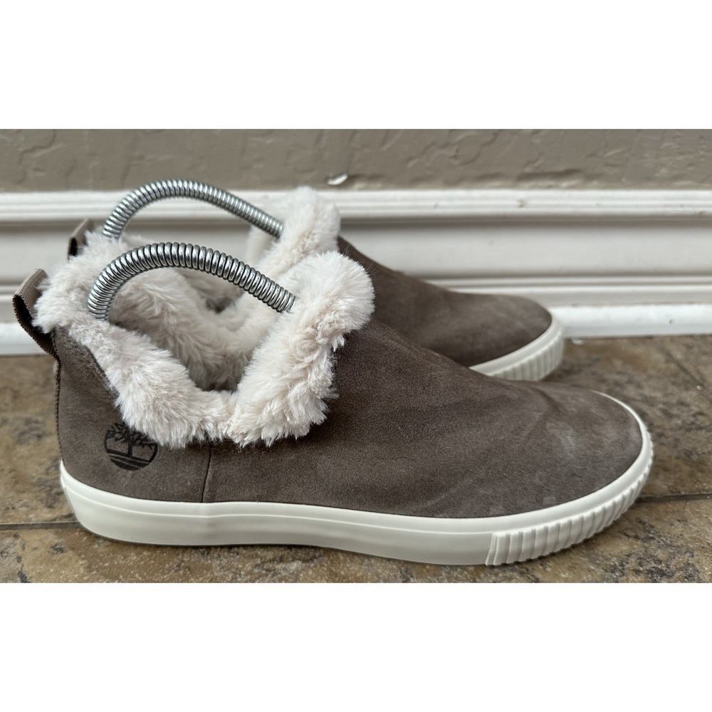 Timberland Women's Skyla Bay Fur Lined Slip-On Gray Suede Shoes Size 8